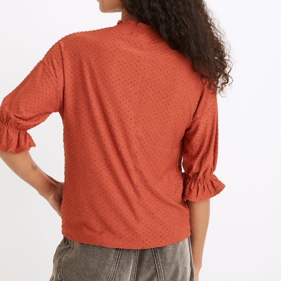 NWT MADEWELL Clipdot Ruffle Top in Etruscan Clay XS - Picture 2 of 9